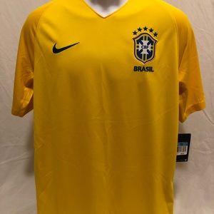 Nike Dri-Fit Brasil Soccer Yellow Jersey Men XL